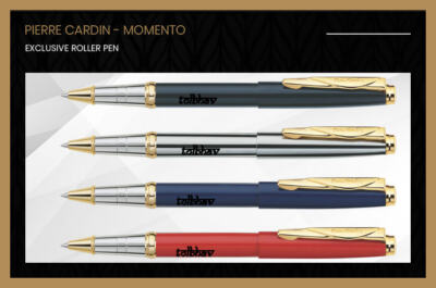 Pierre Cardin Momento Gold Trim Roller Ball Rollerball Pen Blue Ink New Original