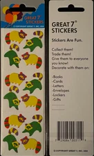 12 packages of Fuzzy Raccoon Stickers, "Great 7" Sticker Designs, PFZ1102