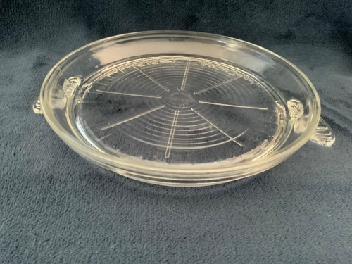 Fire-King USA Clear Glass Trivit Hotplate with Handles** Vintage - Picture 5 of 5