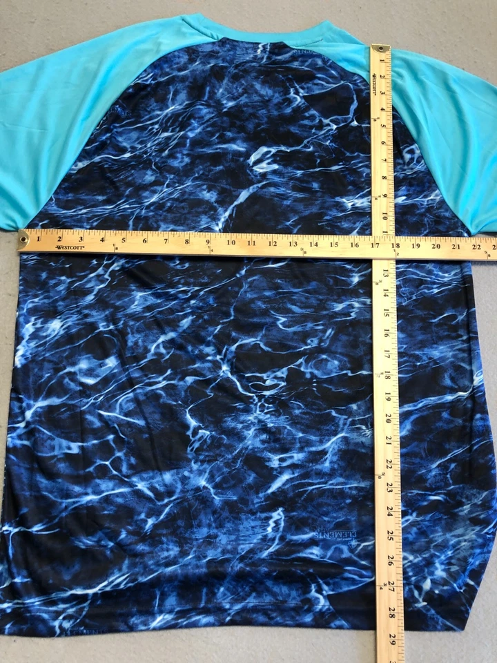 Camisa de pesca Mossy Oak para hombre grande azul camuflaje de agua deportes al aire libre camiseta Foto 4 de 4
