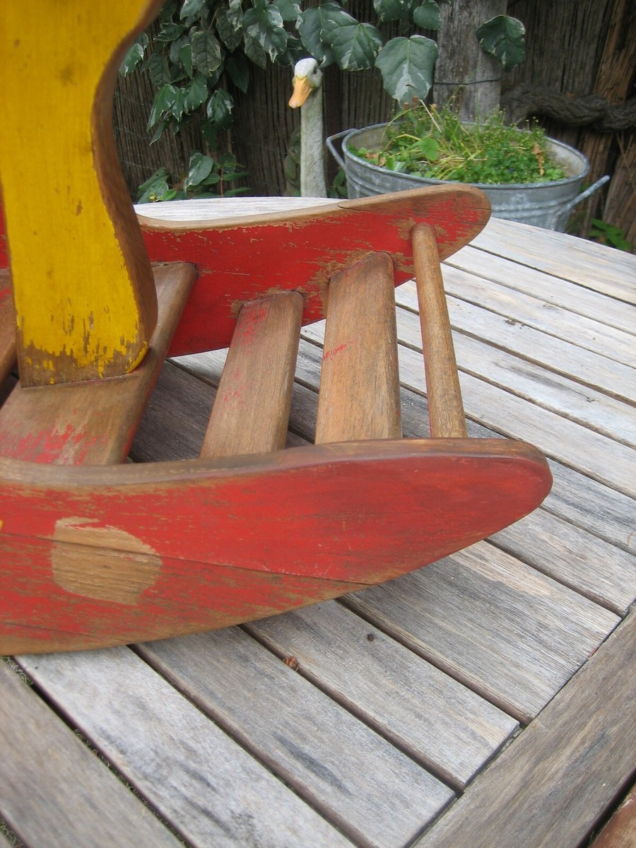 Jouet à Bascule Ancien En Bois - Escargot - Déco Vintage Ou Jouet D'Enfant