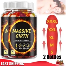 #1 BEST-MALE ENLARGER THICKER LONGER BIGGER 4" GROWTH ENLARGEMENT 60 GUMMIES