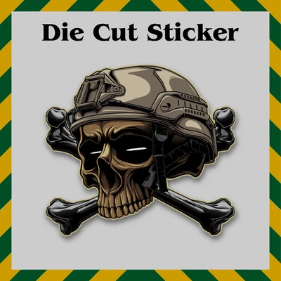 JEK SERVICES COMPANY Tactical Operator Skull Gloss Vinyl Sticker - Water Bottles/Laptops - Veteran