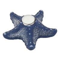 Teelichthalter - Seestern Kerzenhalter Aus Resin 17 X 6 Cm Marineblau Sea-Club
