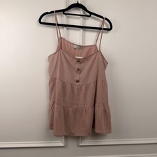 Paper Crane Womens Tiered Cami Top Pink C11387AT Medium NWT