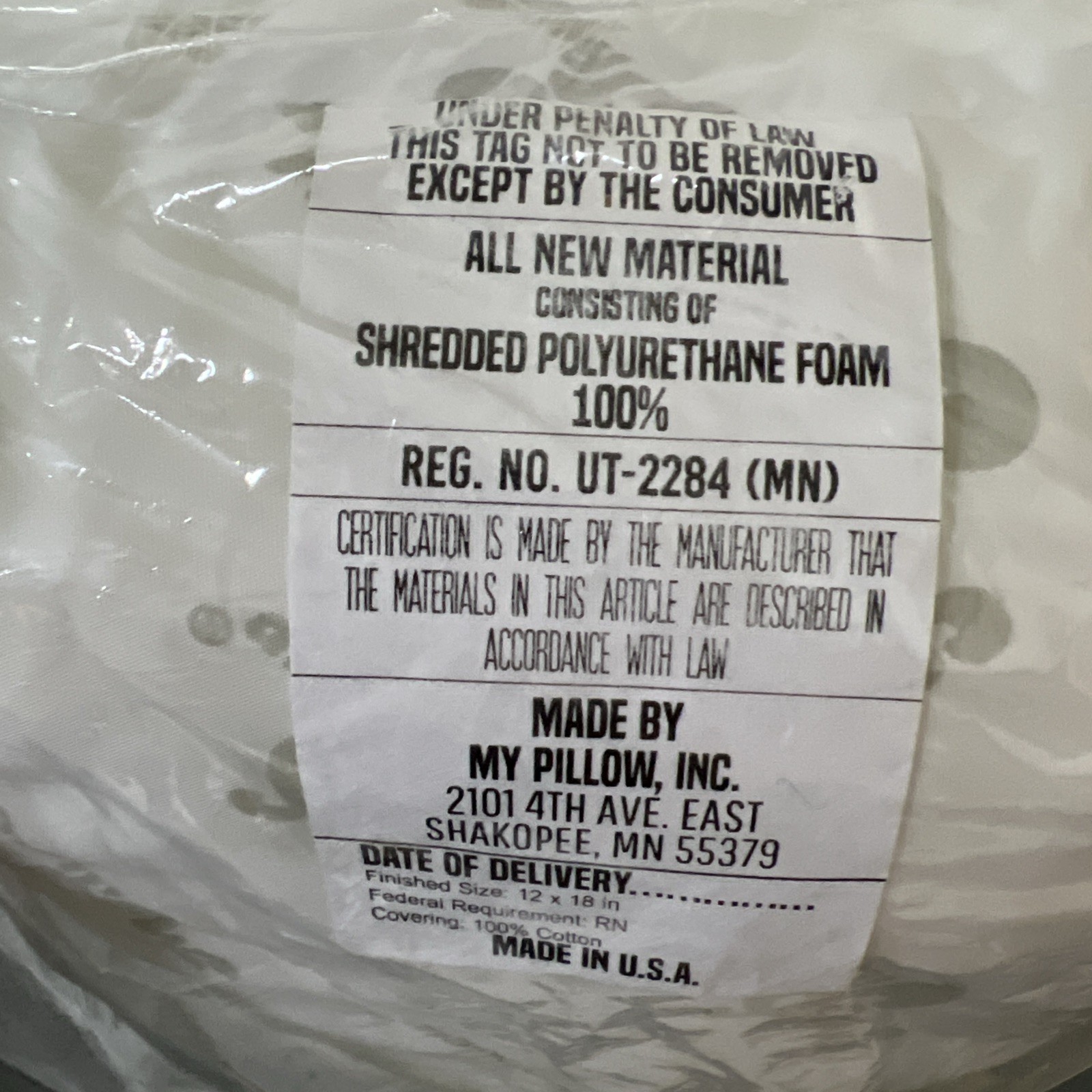 NEW My Pillow Go Anywhere Travel Pillow White 12”x18" Mini Made In USA Washable