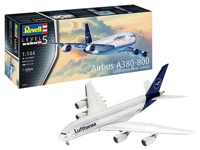 Revell 1/144 Airbus A380 Lufthansa ''New Livery'' Plastic Model Kit 03872'