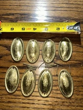 x8 - Vintage Rare Hepplewhite Embossed Drawer Pull Backplates Brass Gold Tone