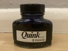 Vintage Parker Quink Ink Fountain Pen Ink Bottle -50% Full - 57ml Bottle England