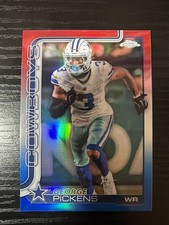 2025 Topps Chrome Football George Pickens Red White Blue Refractor Cowboys