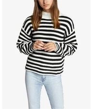 Sanctuary Clothing Womens Striped Pullover Sweater, white, L