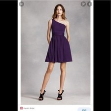 DAVIDS BRIDAL ONE SHOULDER VIOLET BLUE CHIFFON COCKTAIL DRESS LADIES SIZE 8