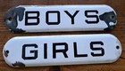 Vintage 1930's Boys/Girls Porcelain Signs 10"x2.5" Original Condition