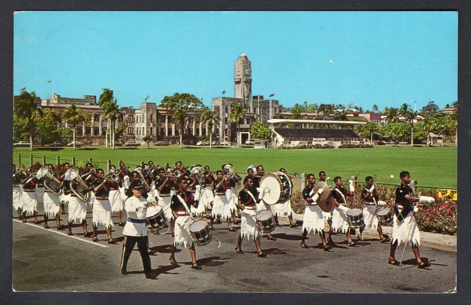 FIJI 1968 Police Band Postcard to Canada, 1/- Single, Airmail - Image 3 of 3