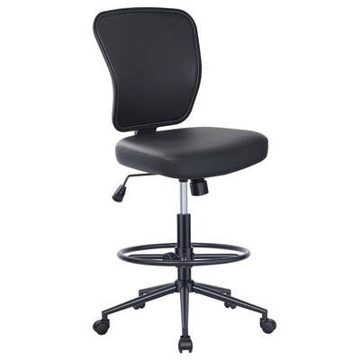 Armless Tall Office Chair Adjustable Height Leather Drafting Chair No Arms Co...