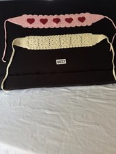 Homemade Crochet Headband Set Pink Heart Cream Floral Women's Hair Accessories