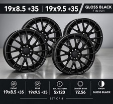 Bmw 19x8.5 35 19x9.5 35 Wheels 5x120 Cb 72.56 Gloss Black Set Of 4