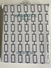Kassatex  Blk/Wh  Link Pattern Fabric Shower Curtain 100% Cotton   72 X 72 - New