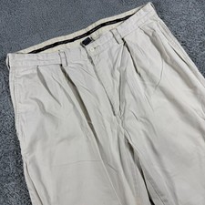 VTG Polo Ralph Lauren Andrew Pant Men 38x34 Tan Double Pleated Chino USA Fabric