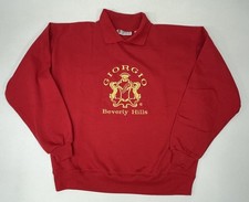 Vintage 80-90s Giorgio Beverly Hills Red Collared Sweatshirt Embroidered Image