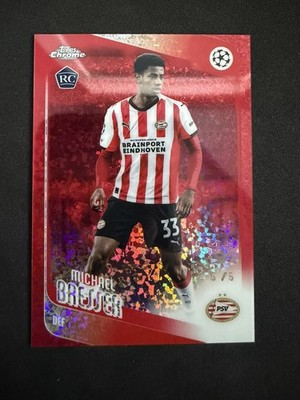 2025-26 Topps Chrome Michael Bresser UCC Club Red Bookend 5/5 #146 - PSV Rookie