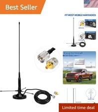 Durable Magnetic Base Mobile Antenna - Dual Band VHF UHF for Cars & Marine