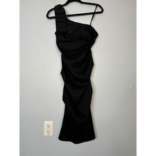Xscape Womenâs One-Shoulder Ruched Mermaid Evening Gown Black Size 10