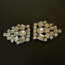 Vintage Formal Silver Tone Metal Clips Pair w...