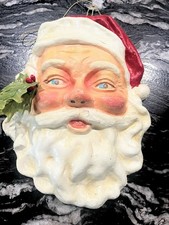 Antique Vintage Paper Mache Handmade Santa Claus Head Face Painted 9  x 7  RARE
