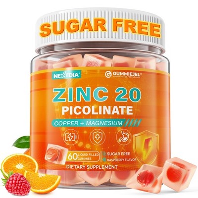 Zinc Picolinate Gummies + Copper, Magnesium, Methylated 60 Count (Pack of 1)