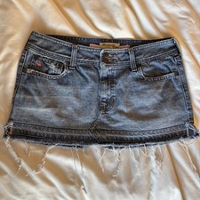 ABERCROMBIE & FITCH Vintage Micro Mini Jean Denim Skirt Low Rise Cotton Size 8