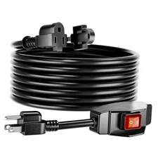  - 25 FT Extension Cord with Switch, 14/3 AWG Gauge 1875W/15A Grounded Outlets 