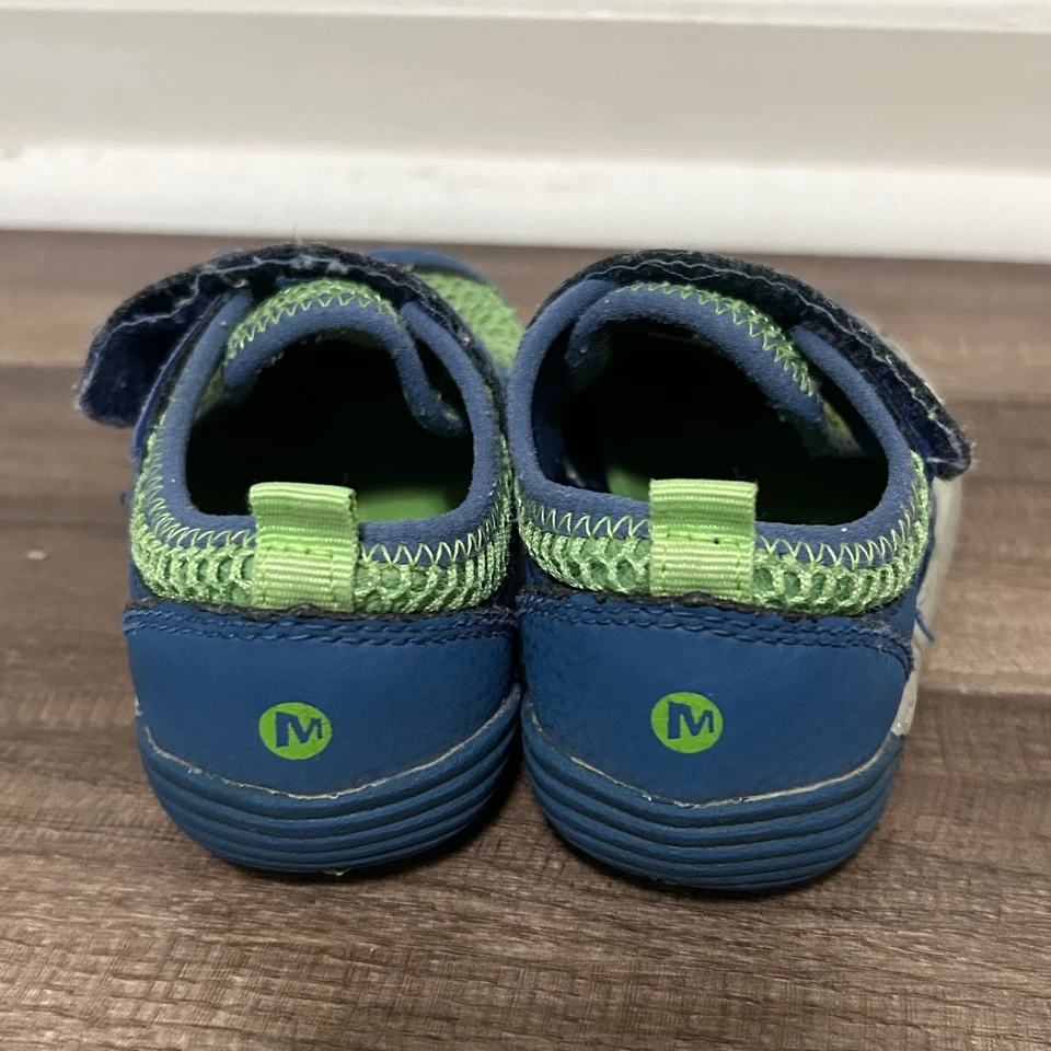 Merrell Baby Toddler Shoes 5.5M Green Blue H2O Sandal Water Closed Toe Hook Loop - Image 4 of 4