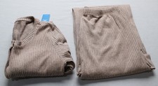Cupshe Women's 2-Piece Quiet Glow Pajama Top & Bottom Set BL1 Khaki Medium NWT