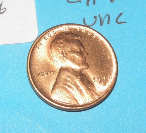 1946 S    LINCOLN WHEAT CENT   CHOICE BRILLIANT RED UNCIRCULATED  #4