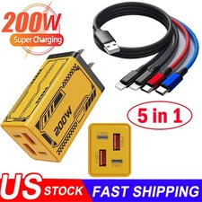 200W Supe Fast Charging USB Type C Wall Charger For Samsung iPhone Android Phone