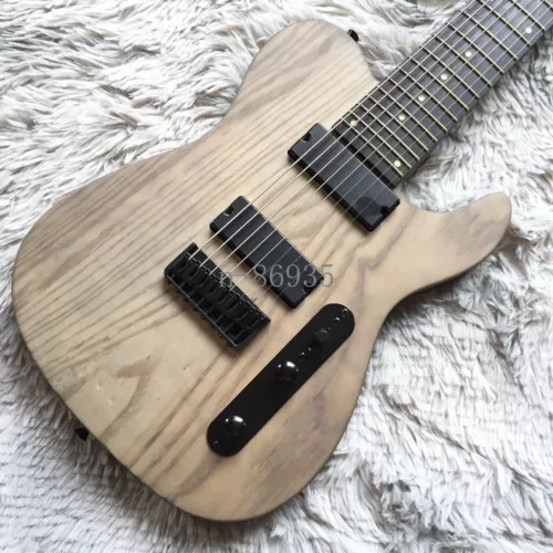 8 String TL Elm Body Electric Guitar String Thru Body Mstt Finish Blsck Hardware
