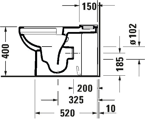 Duravit No.1 Close coupled toilet pan open back white horizontal outlet floor st - Picture 10 of 10