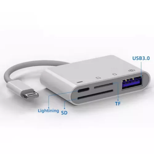 4in1 USB to Card Reader Adapter USB Camera Micro SD Memory Slot for iPhone iPad - Picture 10 of 12