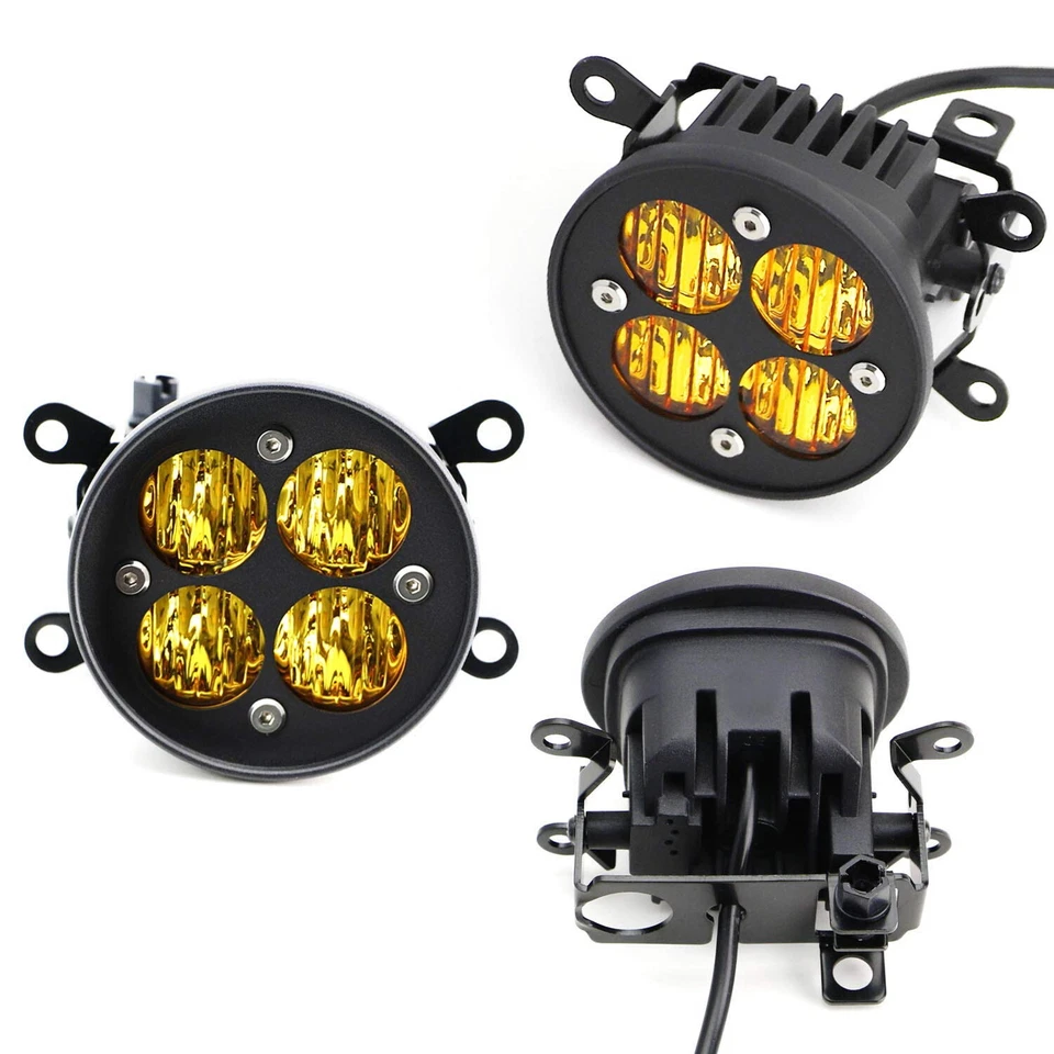 Yellow Lens LED Wide Angle SAE Flood Beam Fog Light Kit For 18-21 Subaru WRX/STI - Image 3 of 4