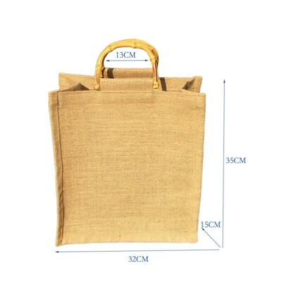 Bambus Jute Hessische Henkeltasche Einkauf Aufbewahrung Brotzeittasche Retro Eimer