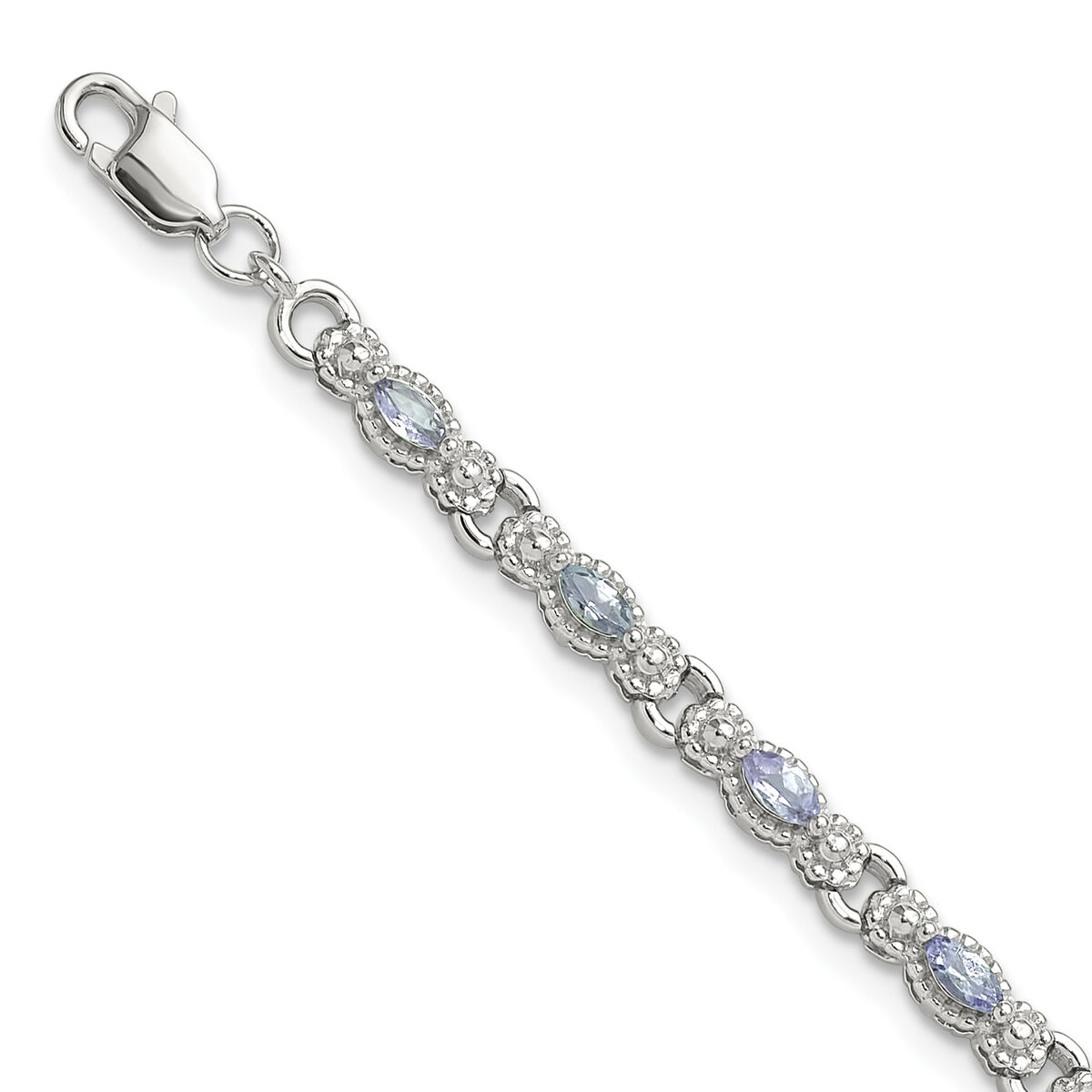 Silver Polished Tanzanite 7.5 inch Bracelet QX975TZ Silver Polished Tanzanite 7.5 inch Bracelet QX975TZ