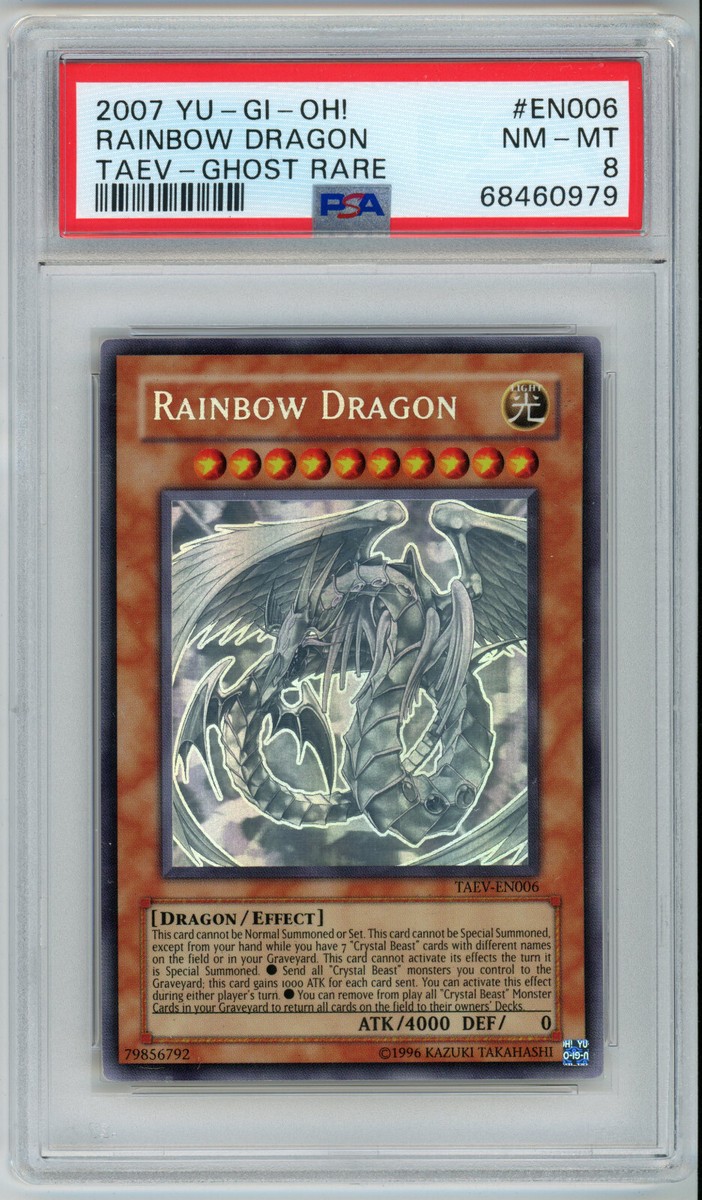 2007 YUGIOH TAEV-EN006 RAINBOW DRAGON GHOST RARE HOLO FOIL PSA 8