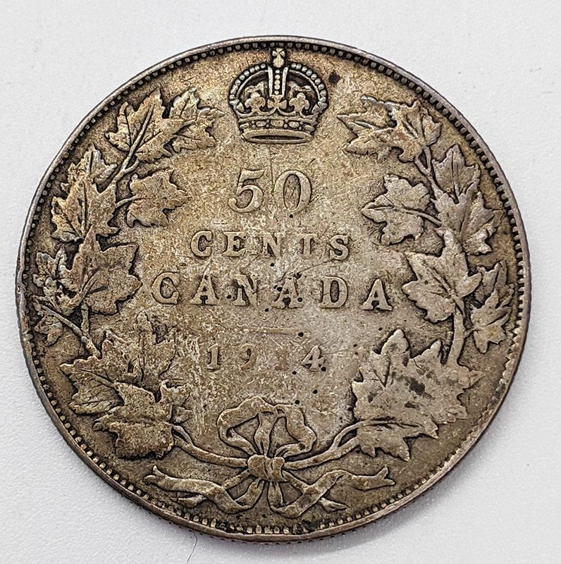 1914 Canada Sterling Silver 50-Cent Half Dollar Coin – Semi-Key