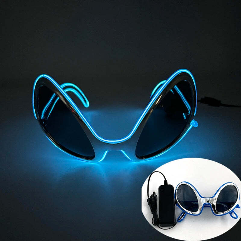 ZUMLLOMA Cyberpunk Lunettes Lumineuses LED,Lunettes à Visière LED Futuriste électronique Visière Lunettes Parfait Pour COSPLAY Festivals Fête Discothèque, DJ, Musique, Concert, Costume