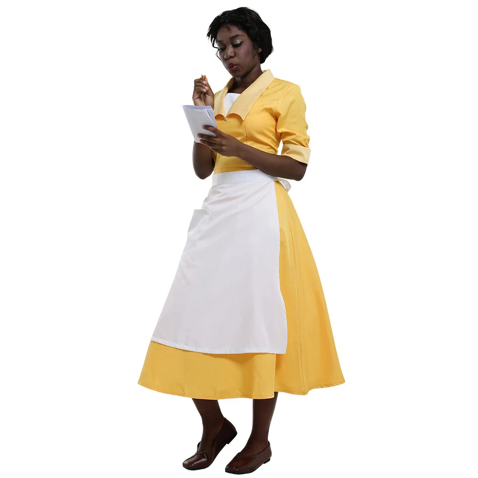 Mujeres Princesa Tiana Amarillo Camarera Vestido Juegos con disfraces Disfraz Conjunto con Enagua Foto 2 de 4