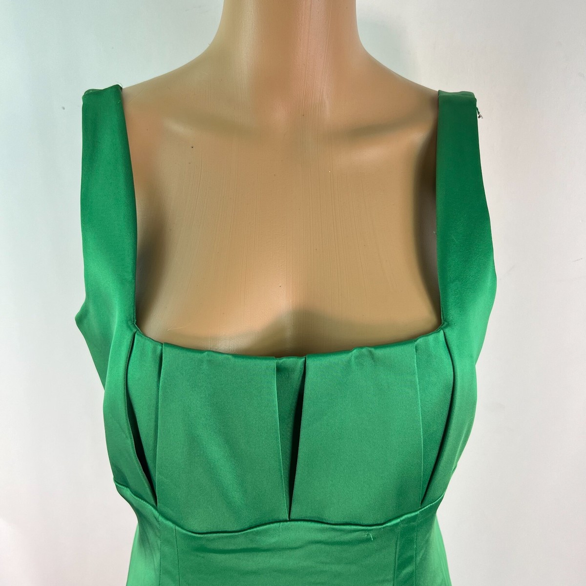 Calvin Klein Womens Pleated Bodice Square Neck Stretch Green Sheath Dress  Sz 8P | eBay