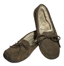 UGG Dakota Moccasin Slippers Wool Lined Slip On House Shoes Women 8 Brown Suede