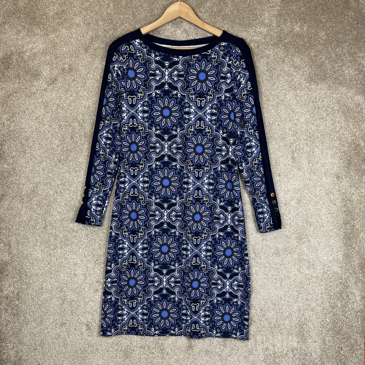 Charter Club Dress Womens Small Blue Long Sleeve Pullover Stretch Shift-  9355* | eBay