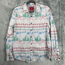 Denim & Flower Ricky Singh Shirt Medium Gray Holidays Festive Christmas Santa